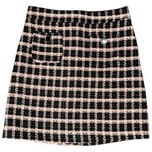 Maison d'Amelie Paris Sz 4 Skirt Black Pink Plaid Check Tweed Pockets Y2K Preppy